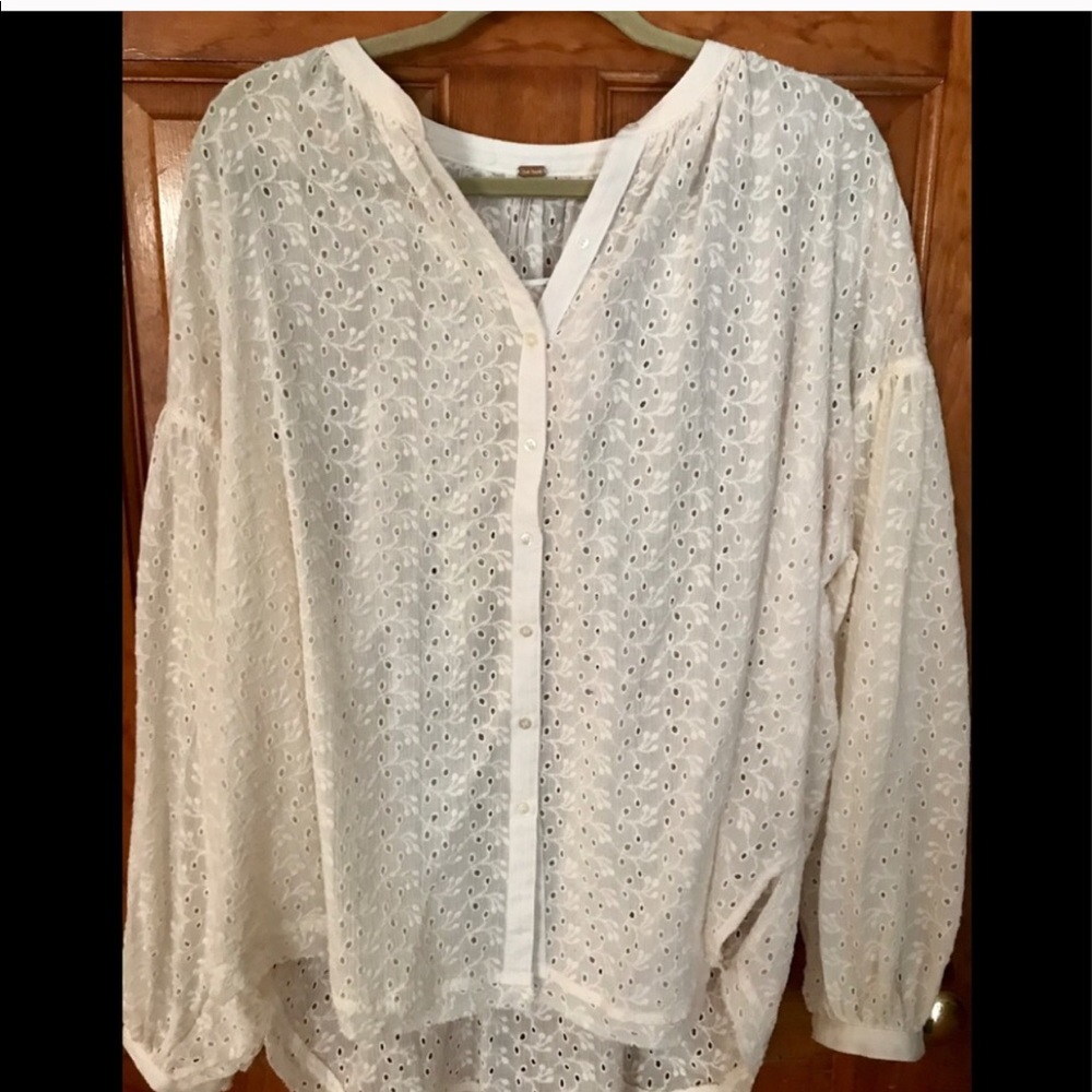 Free People Madison Eyelet Blouse, Medium